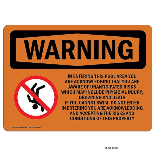 Safety Sign, OSHA WARNING, 24" Height, Rigid Plastic, Emergency Evacuation, Portrait